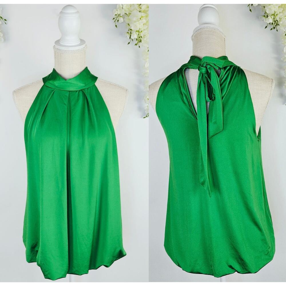 VNT MCM Y2K Halter Top XL Shamrock Kelly Green Tie Neck Sleeveless St Patrick